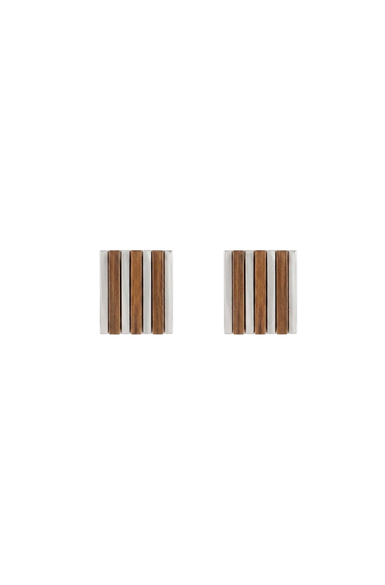 Stripes brass cufflinks - Medium Beige