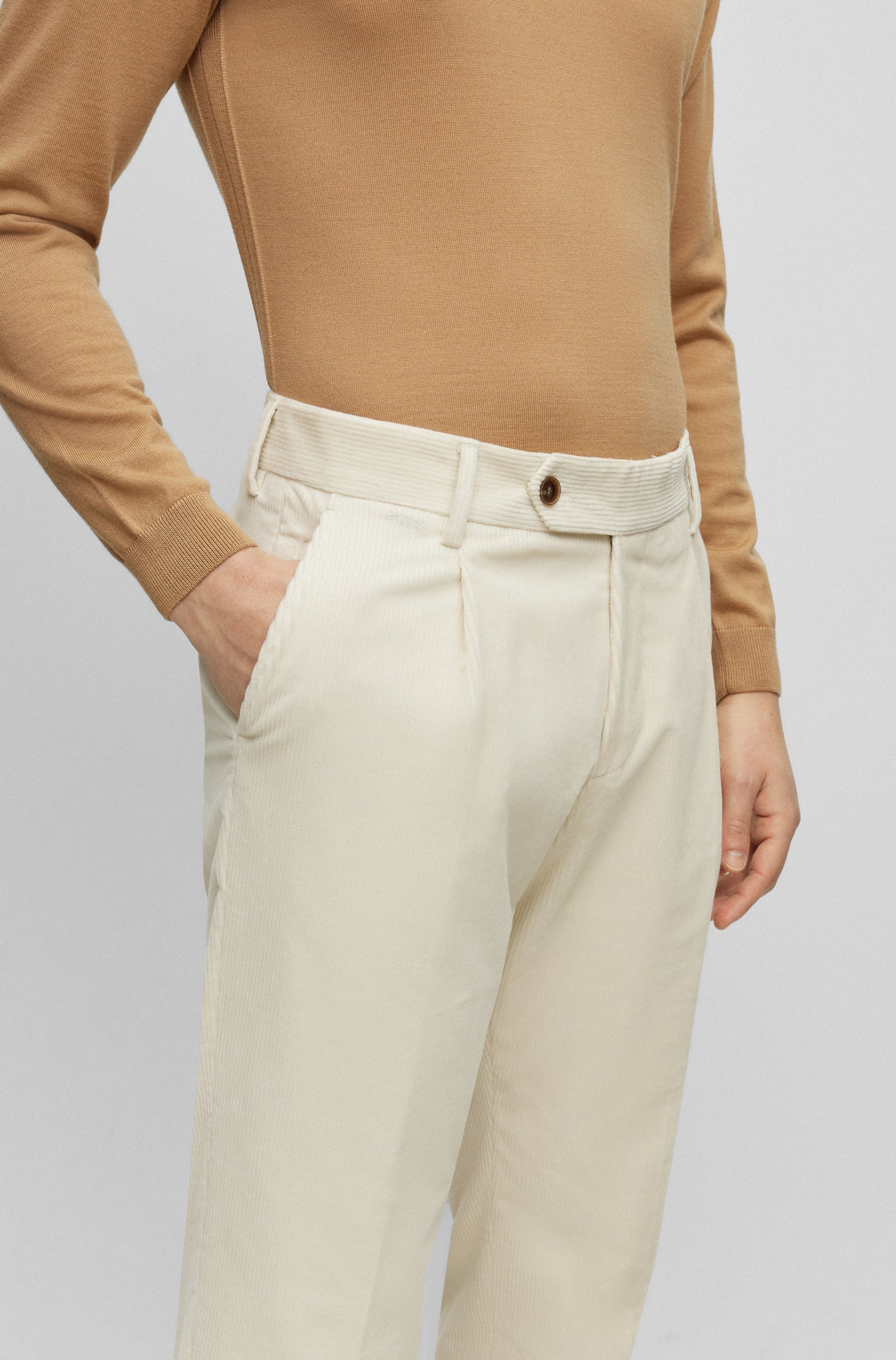 MEDIUM BEIGE // FORMAL TROUSERS H-PERIN-PLEAT-233