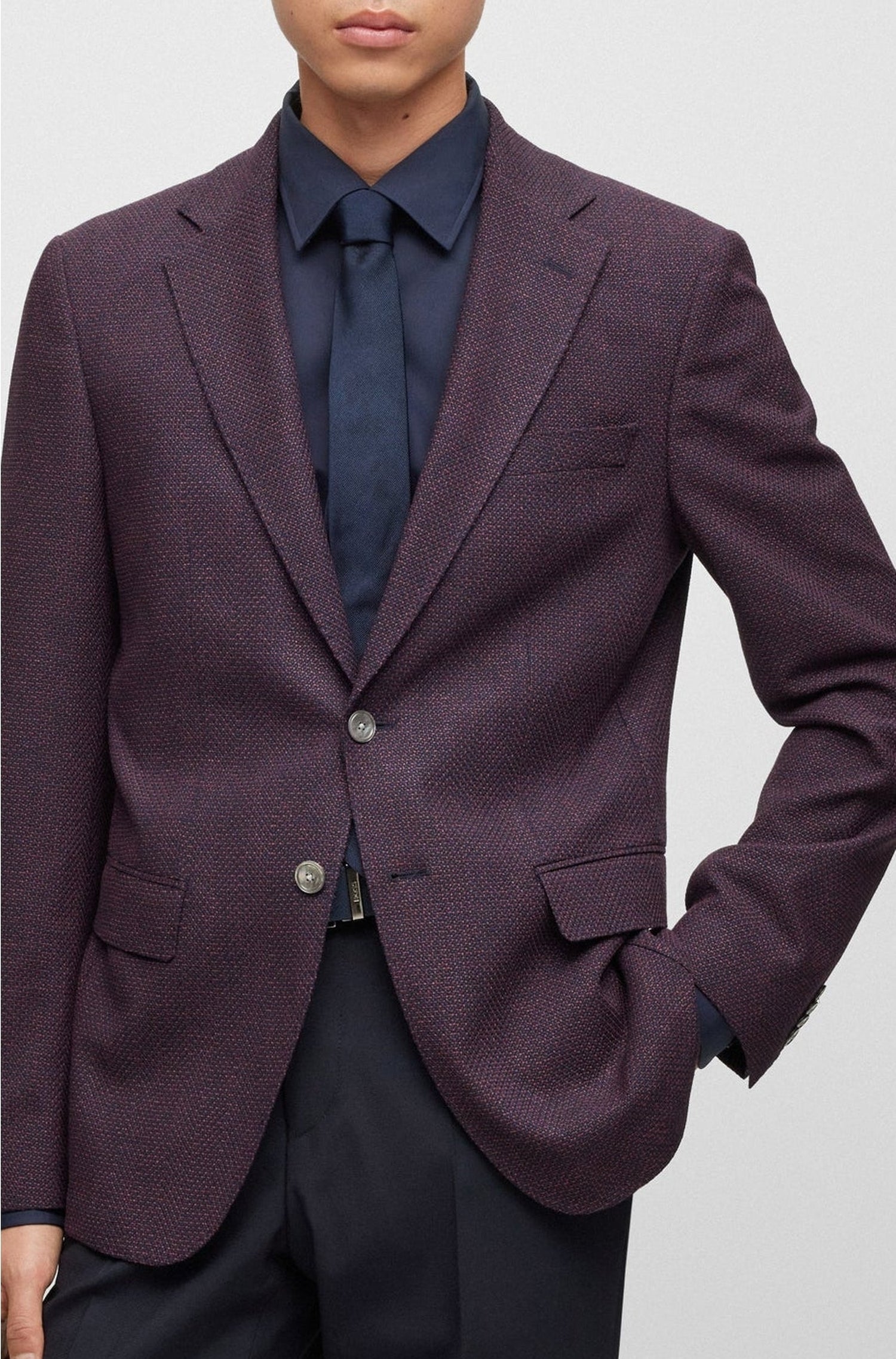Veste de costume Hutson en laine - Dark Red