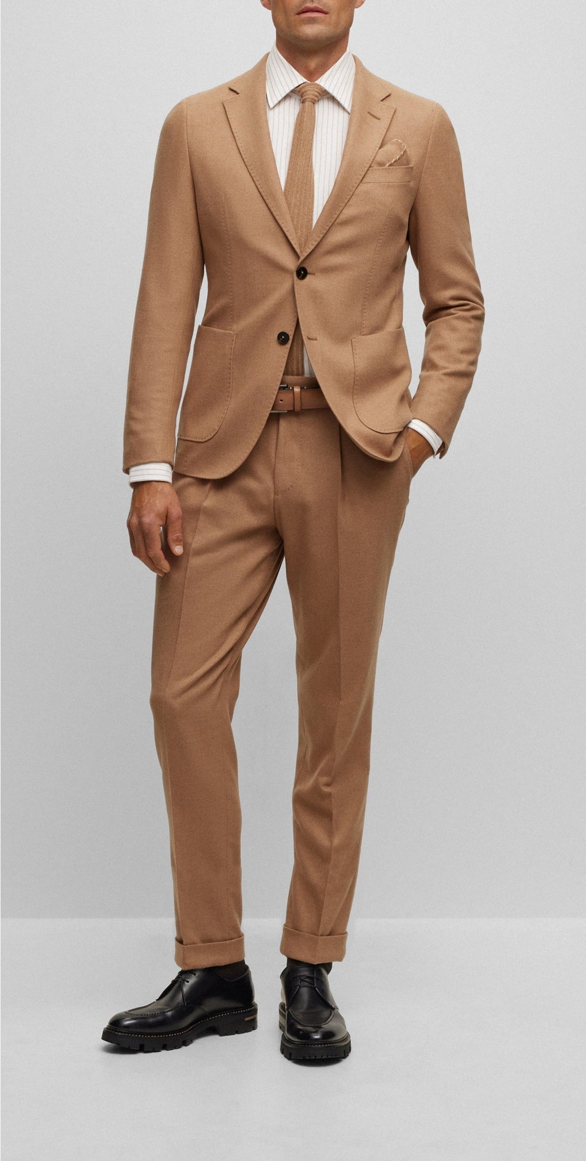 MEDIUM BEIGE // BUSINESS SHIRTS L-HAYS-KENTB-234