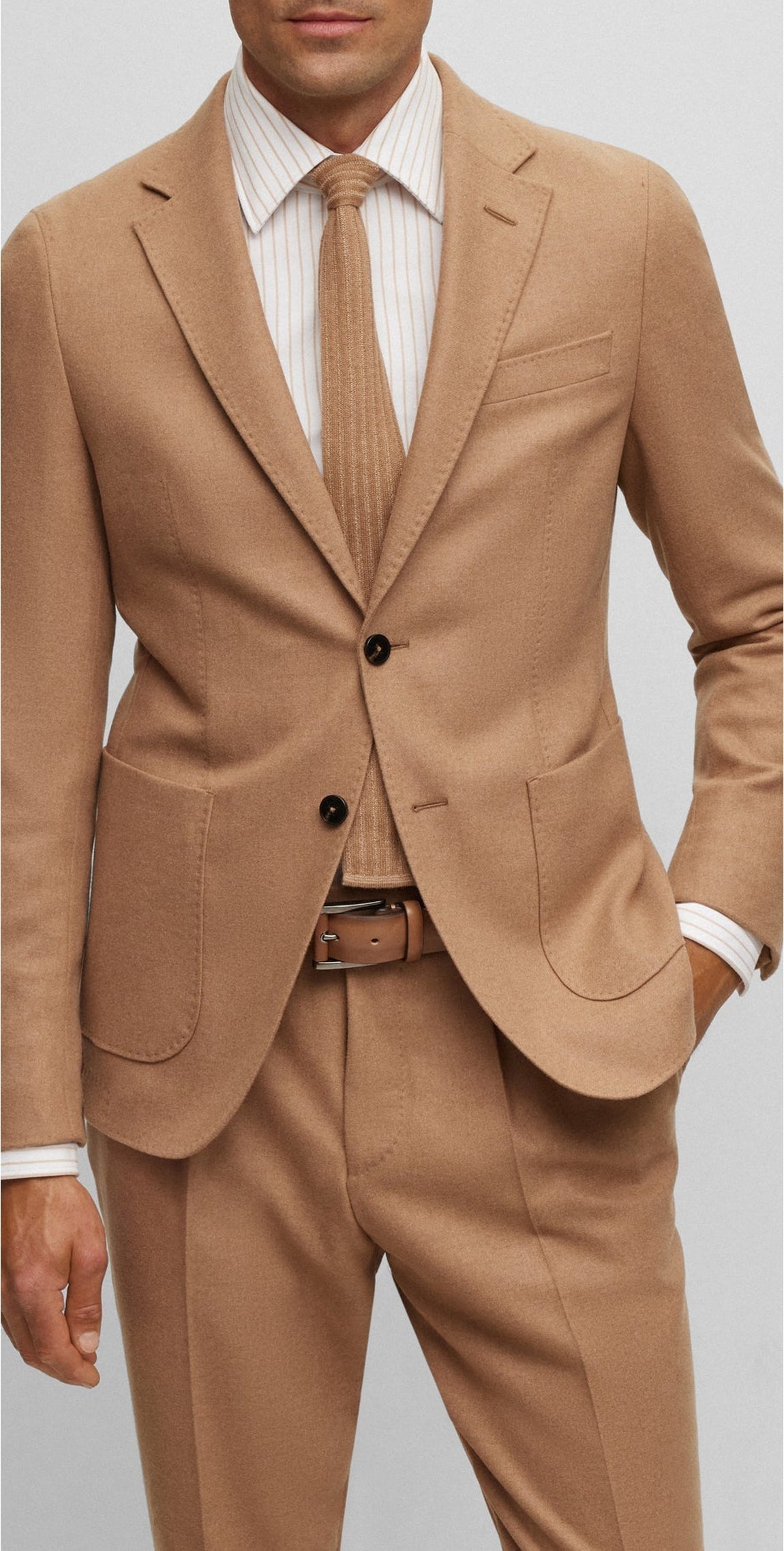 MEDIUM BEIGE // BUSINESS SHIRTS L-HAYS-KENTB-234