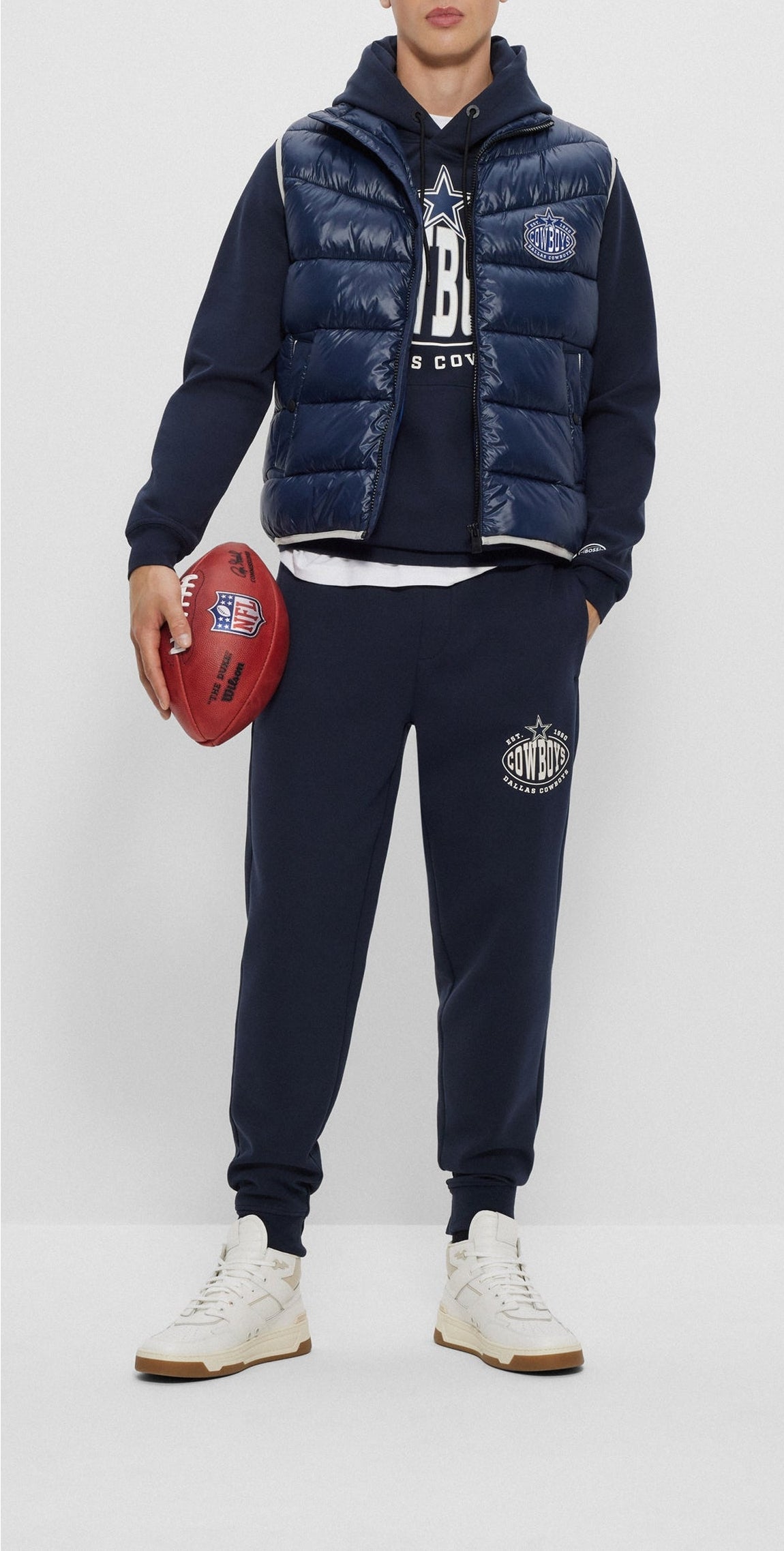 Corner sleeveless down jacket - Dark Blue