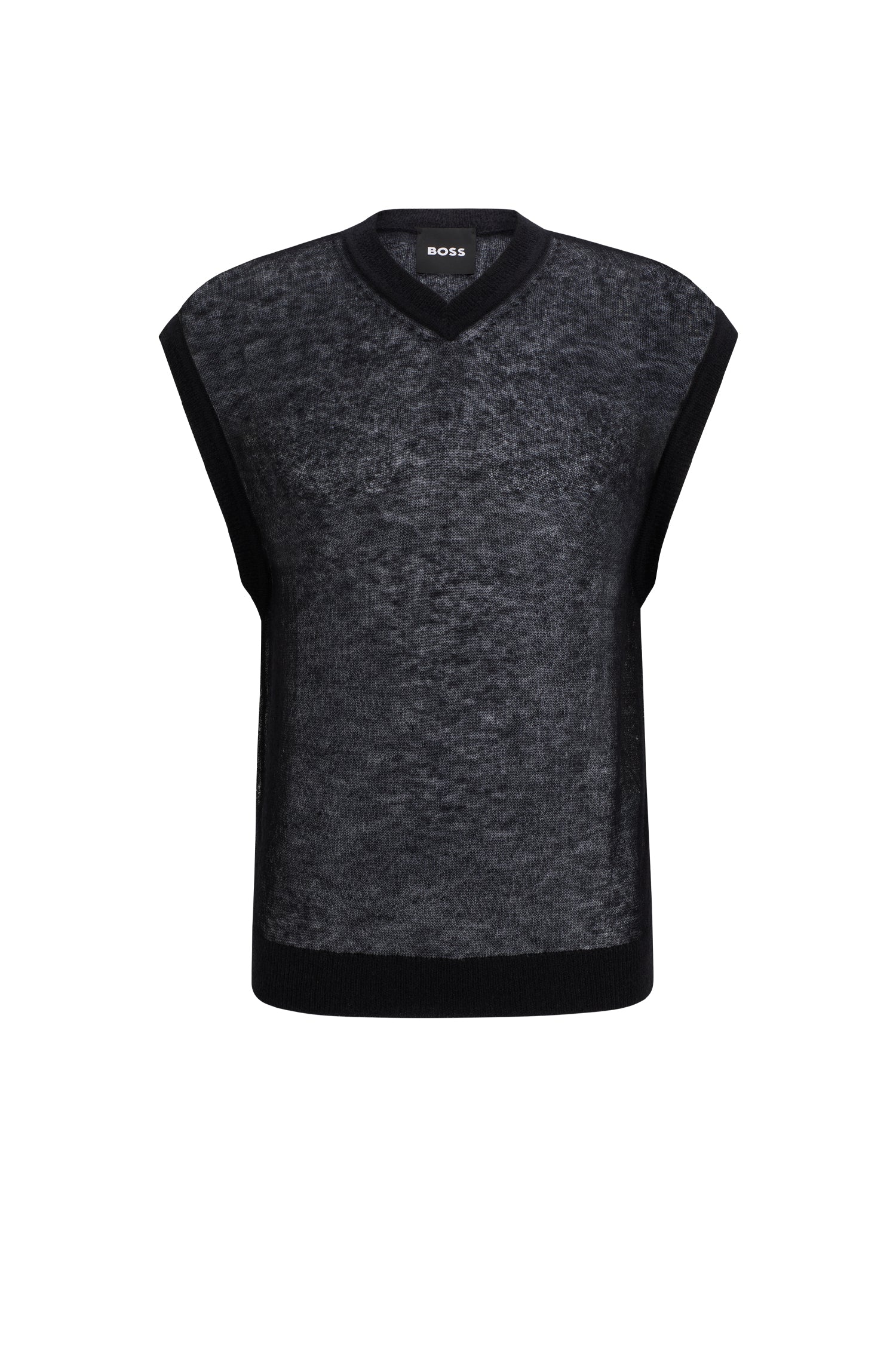 Pull Lucid à col V sans manches en laine - Black