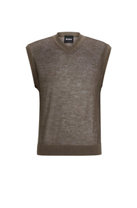 Lucid sleeveless V-neck wool jumper - Open Beige