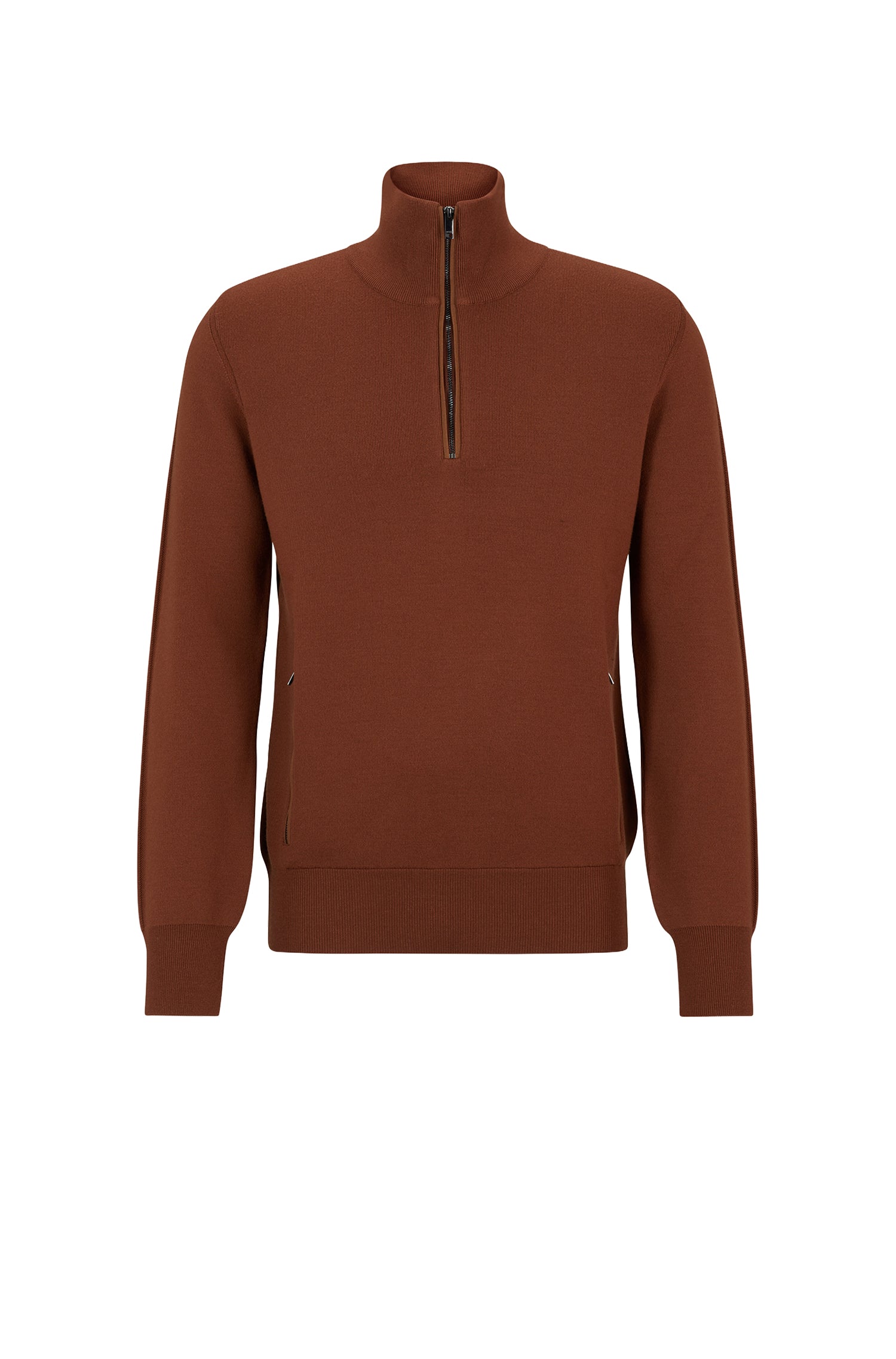Pull zippé Padrone en laine - Medium Brown