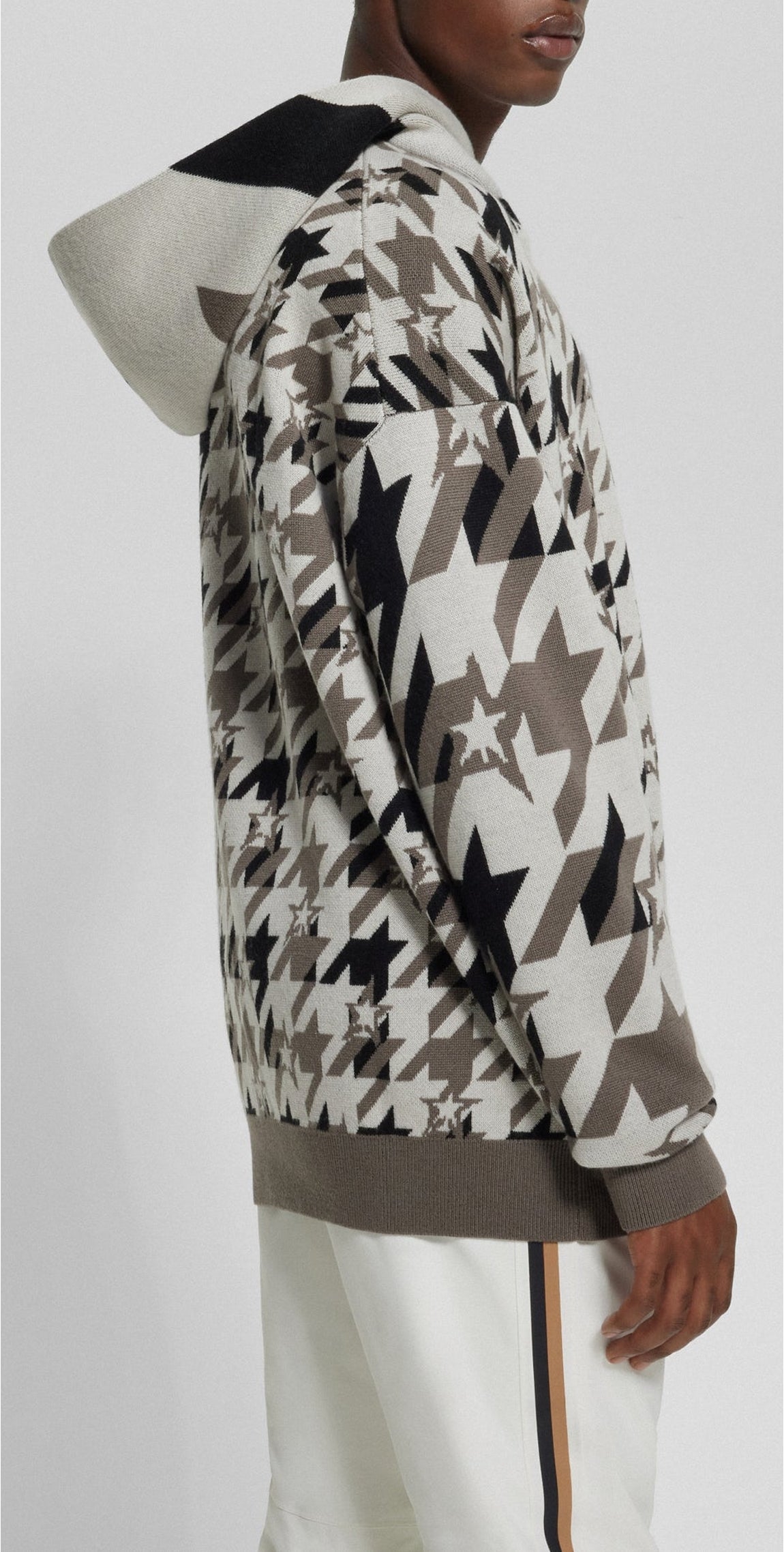 Sweatshirt pied de poule en laine - Open Beige