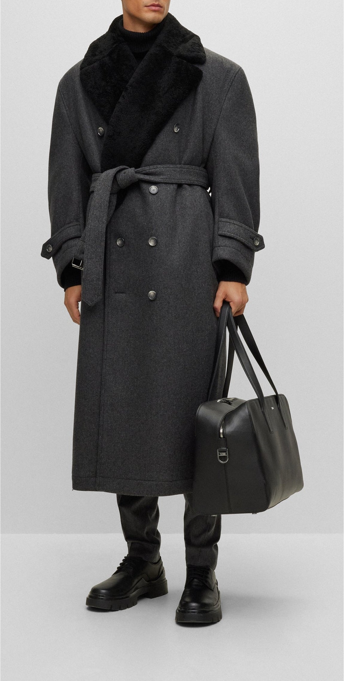 H coat in wool - Medium Grey