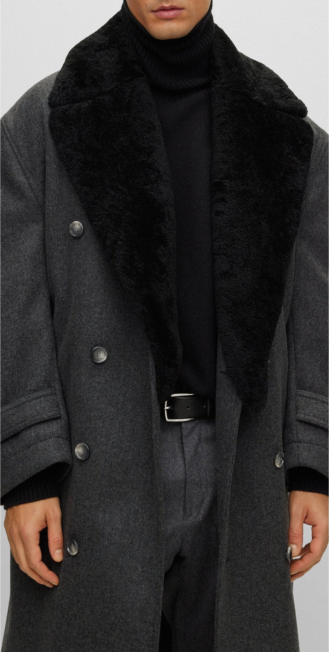 H coat in wool - Medium Grey