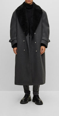 H coat in wool - Medium Grey