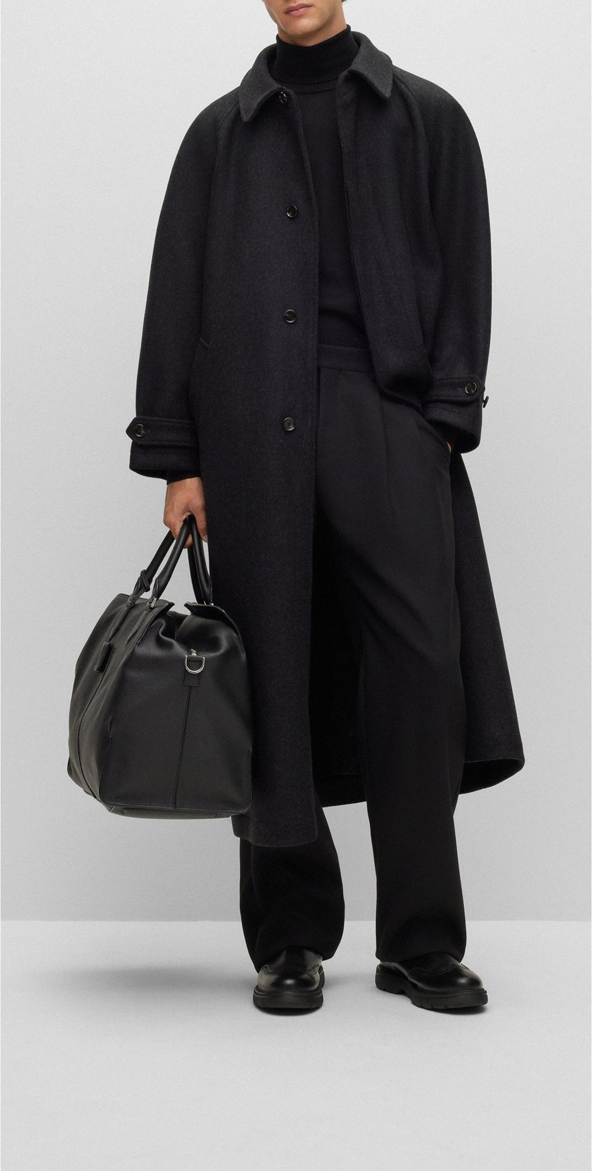 H coat in wool - Open Grey
