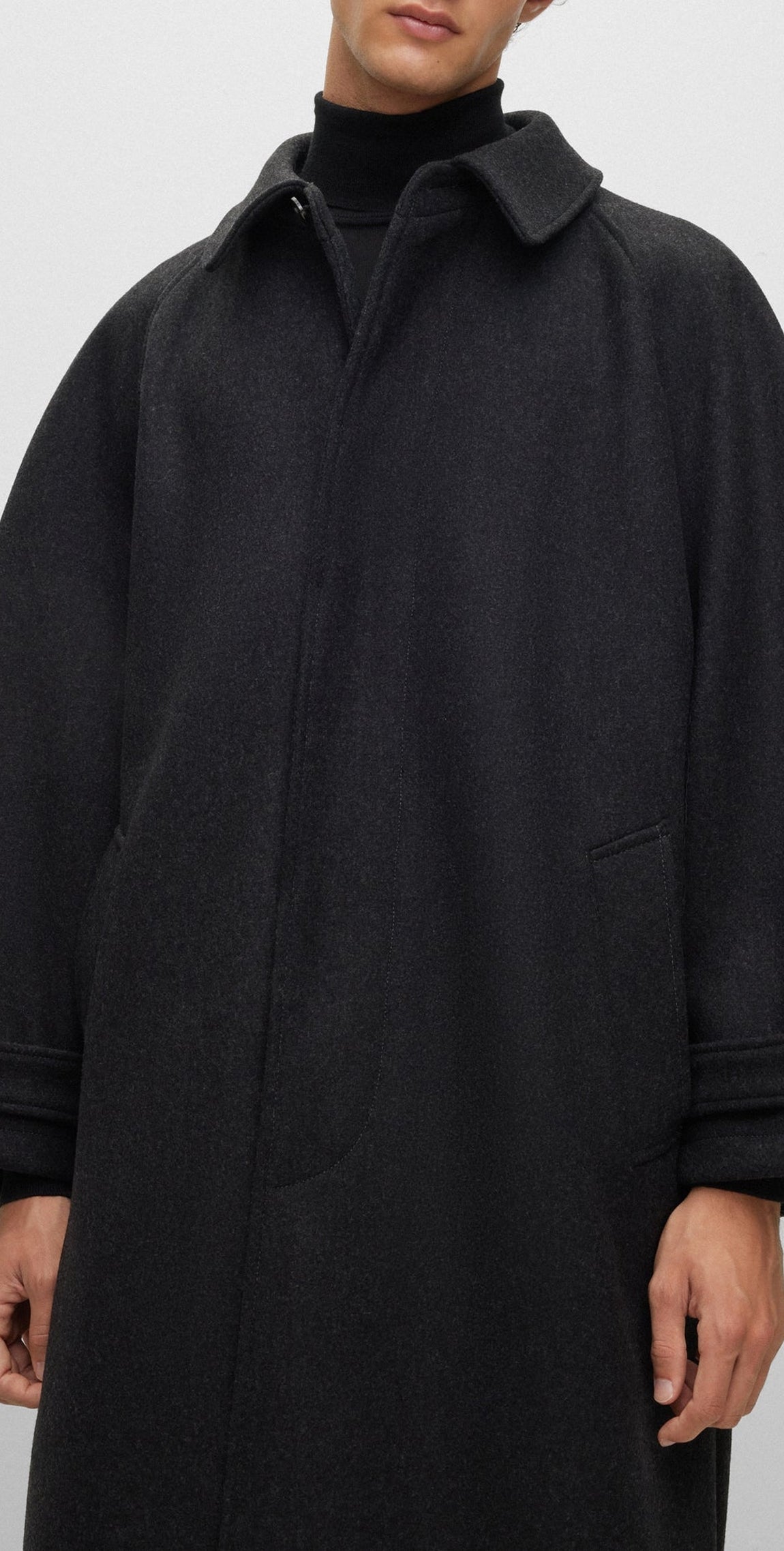 H coat in wool - Open Grey