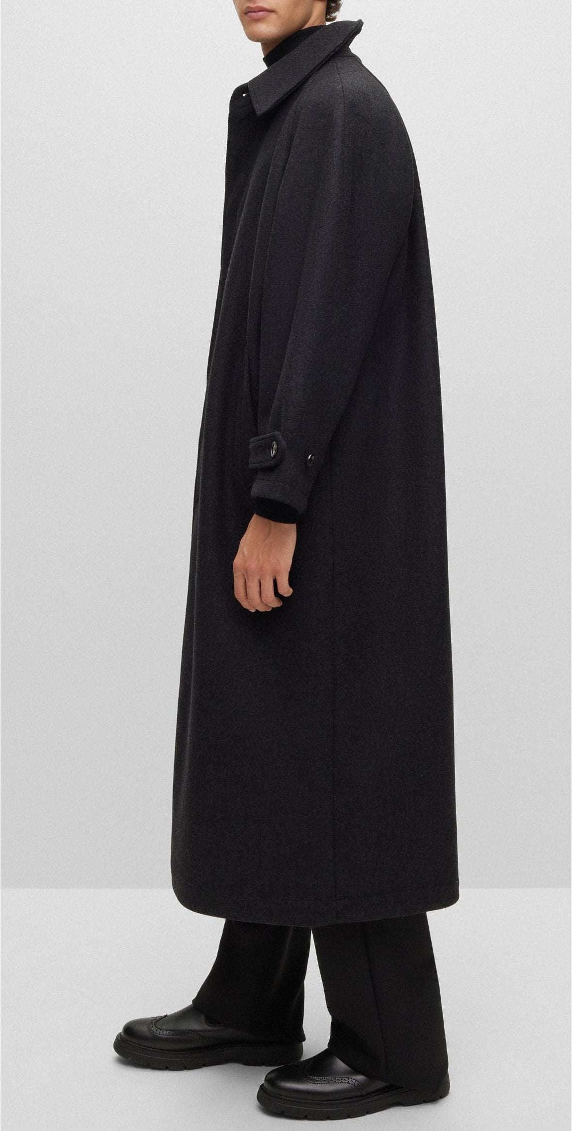 H coat in wool - Open Grey