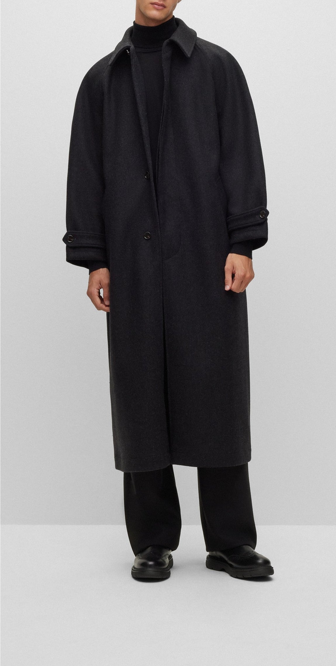 H coat in wool - Open Grey