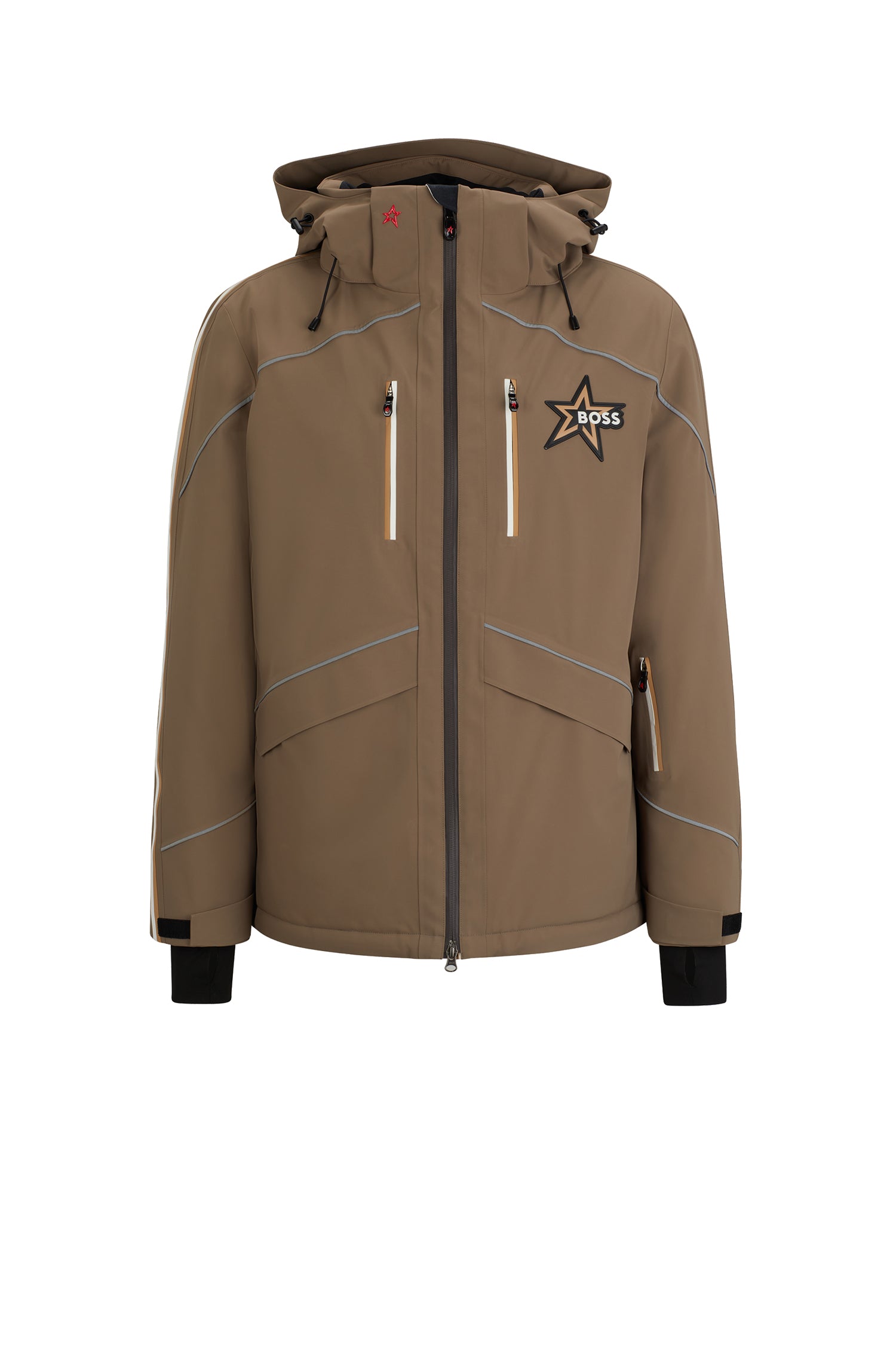 Hooded collar jacket - Open Beige