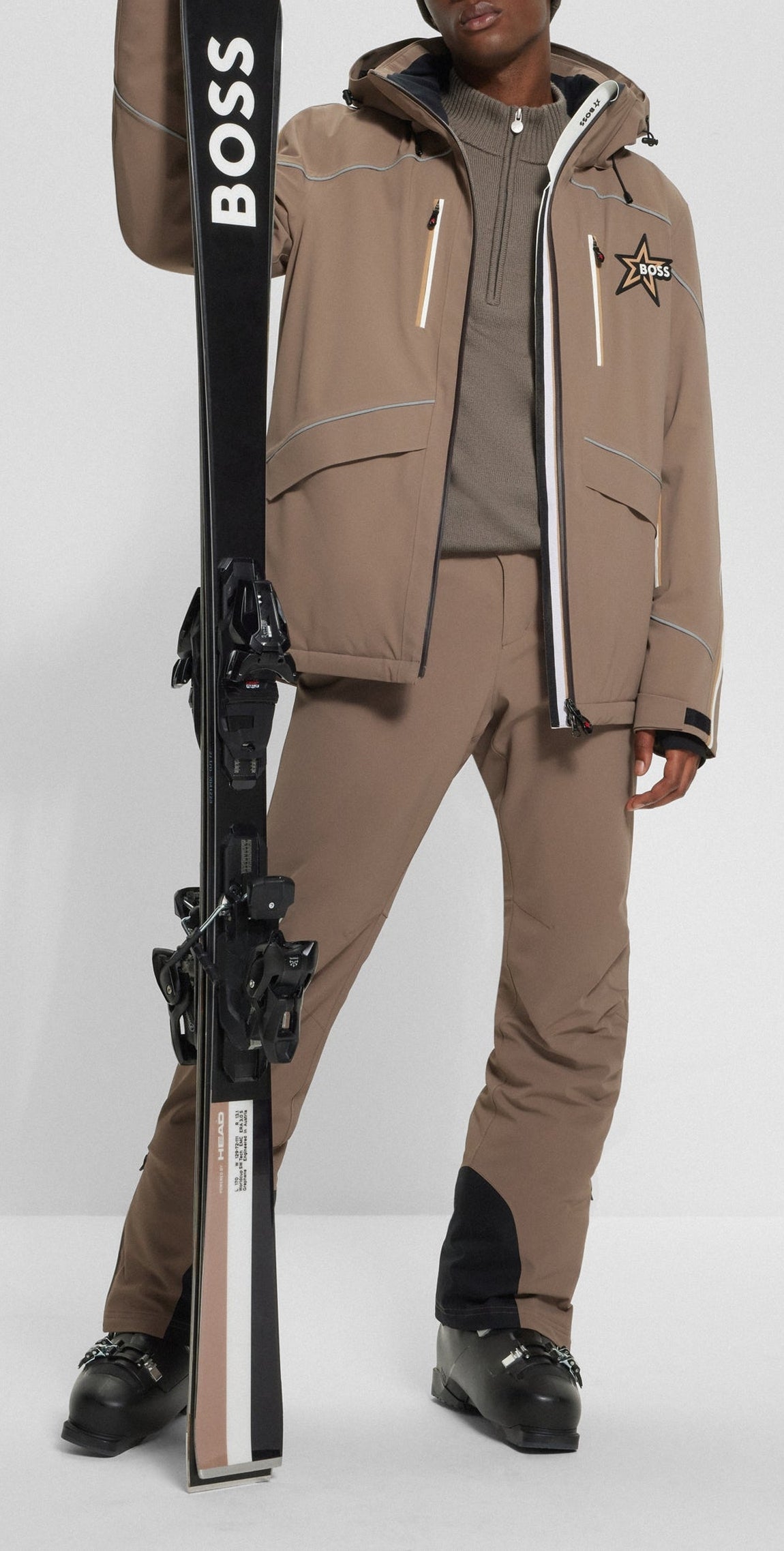 Hooded collar jacket - Open Beige