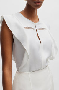 Blouse Bileina en lin mélangé - White