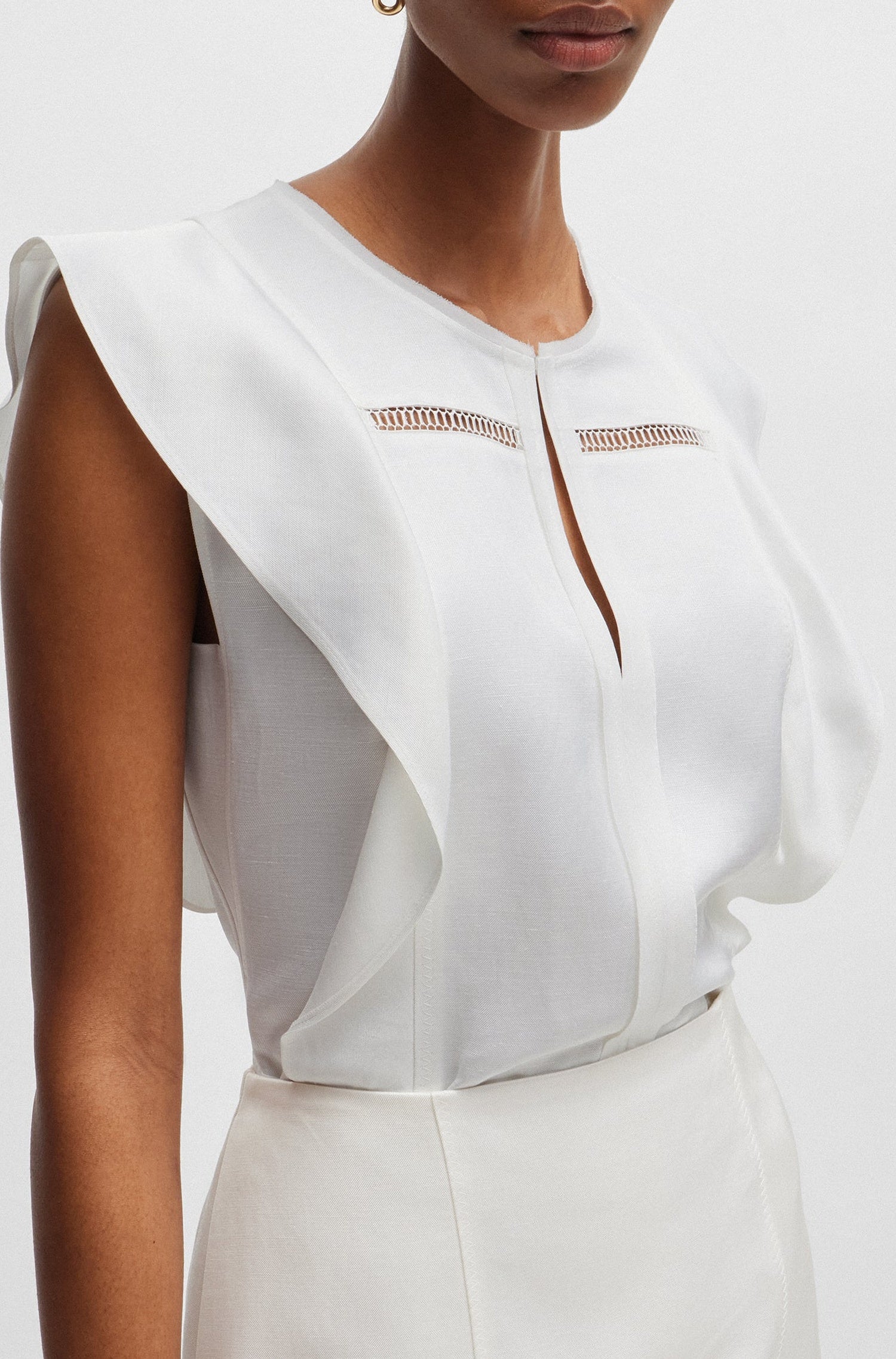 Blouse Bileina en lin mélangé - White