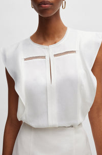 Blouse Bileina en lin mélangé - White