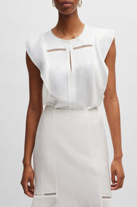 Blouse Bileina en lin mélangé - White