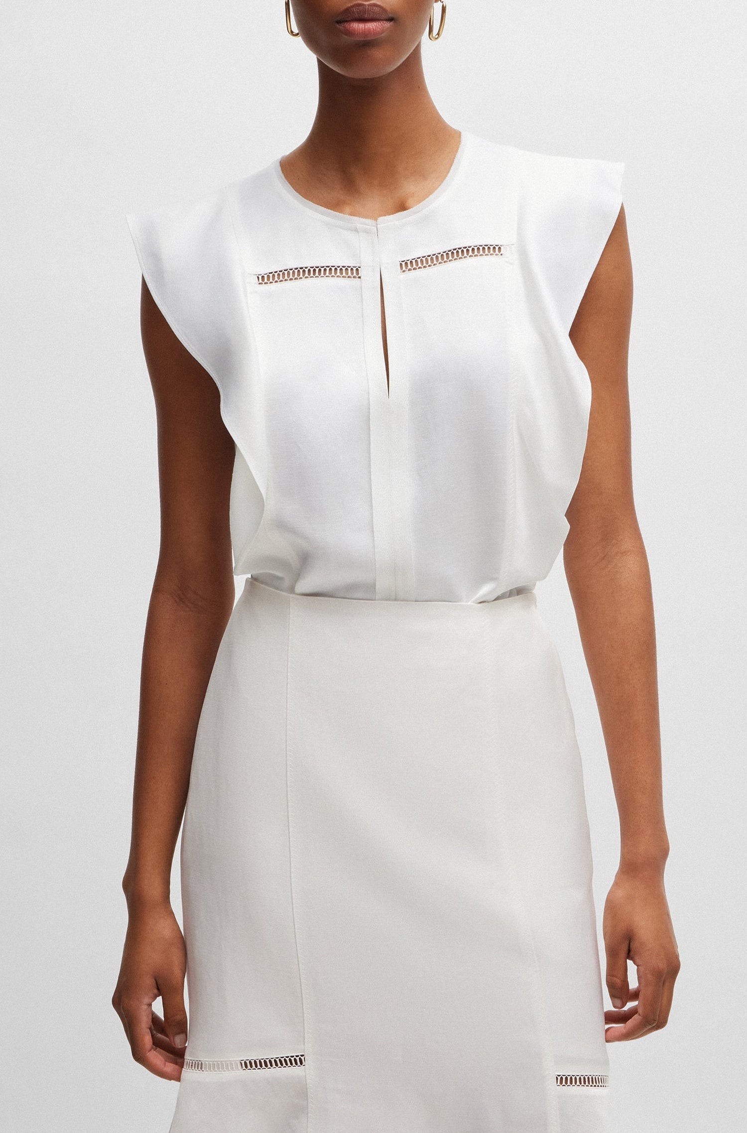 Blouse Bileina en lin mélangé - White