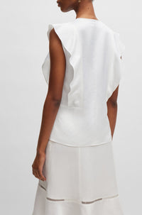 Blouse Bileina en lin mélangé - White