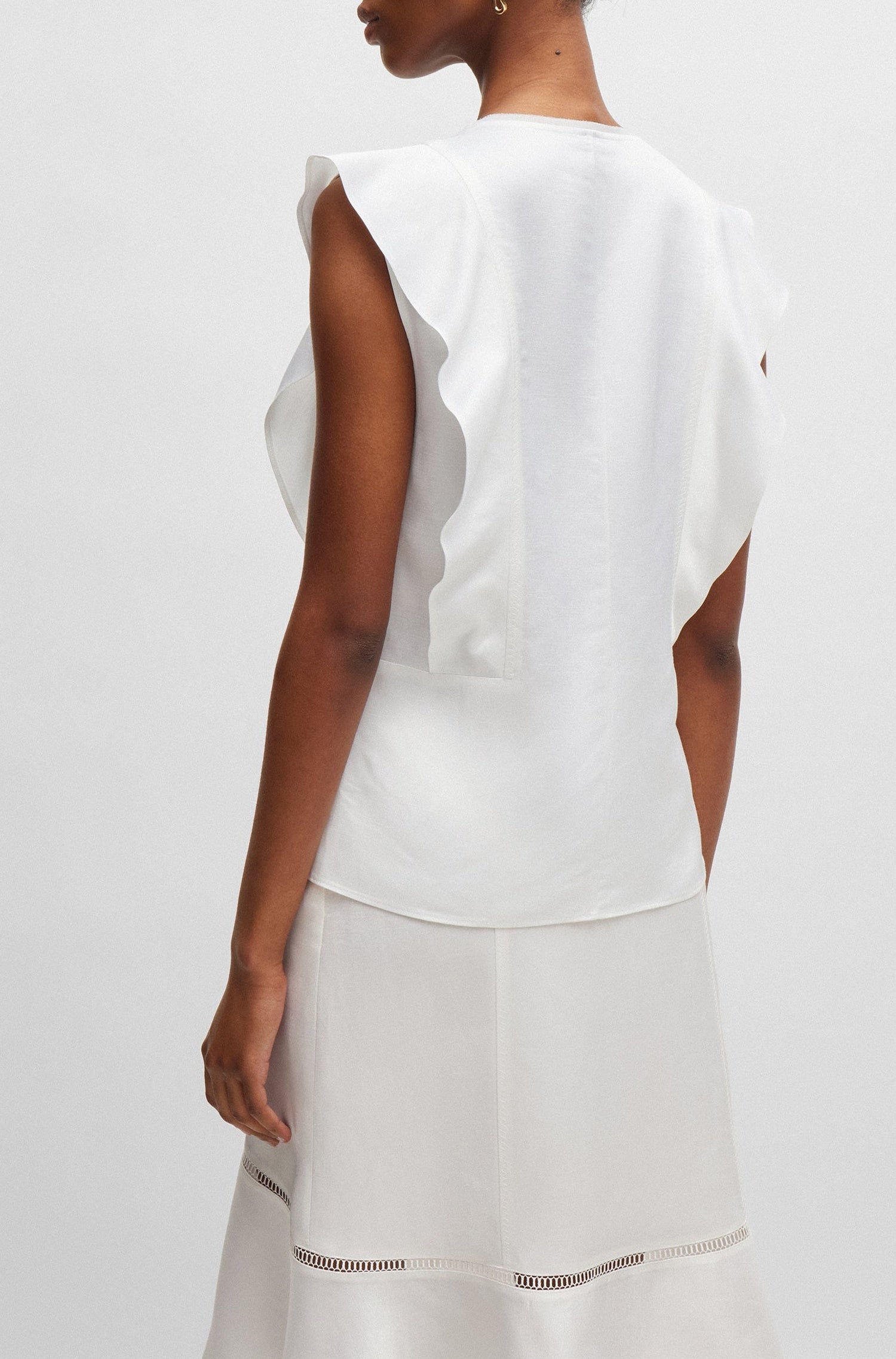 Blouse Bileina en lin mélangé - White