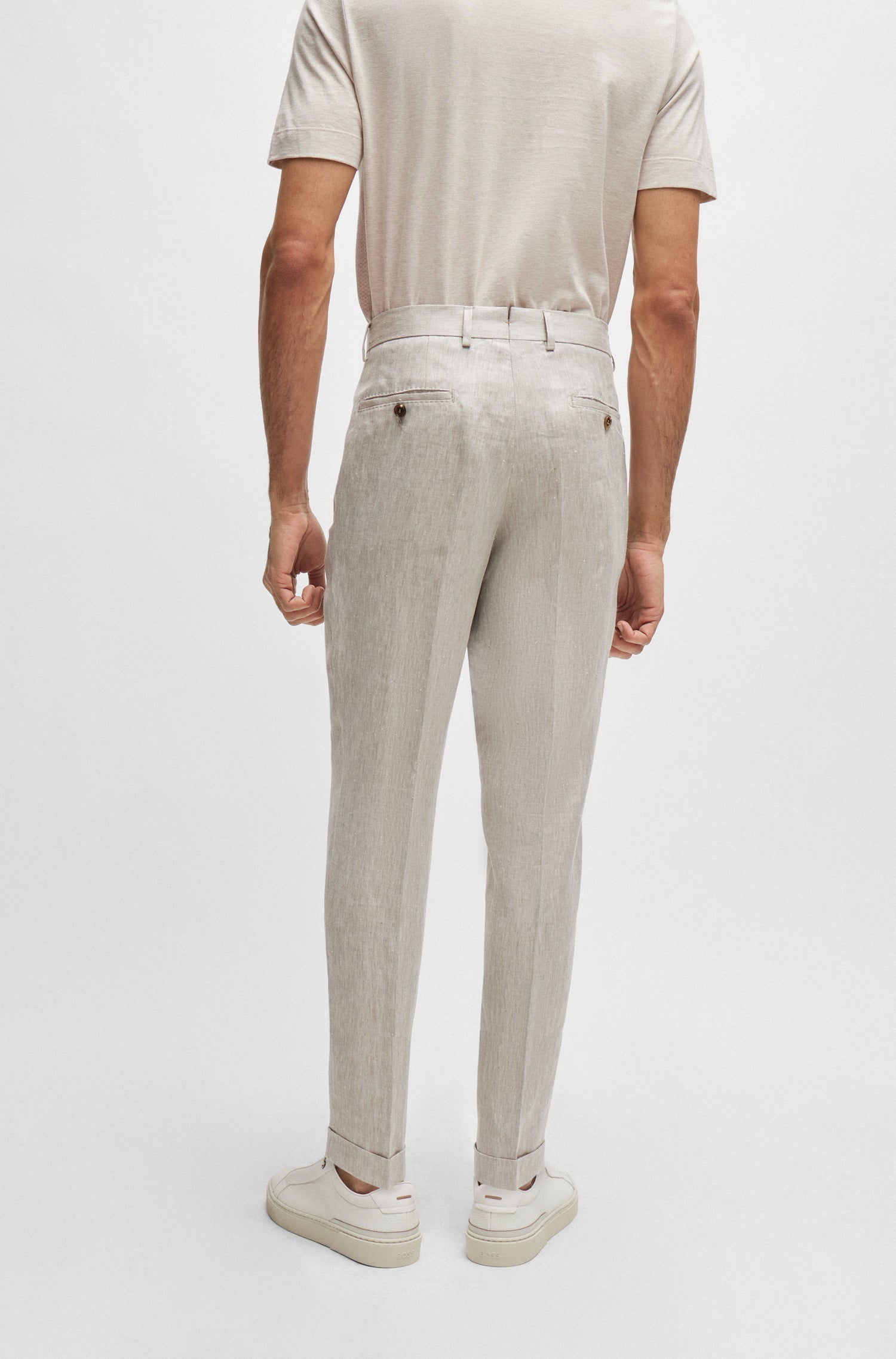 LIGHT BEIGE // TROUSERS L-PEET-PLEAT-241
