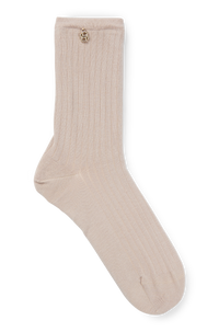 OPEN BEIGE // CASUAL SOCKS RS RIB METAL LOGO CC