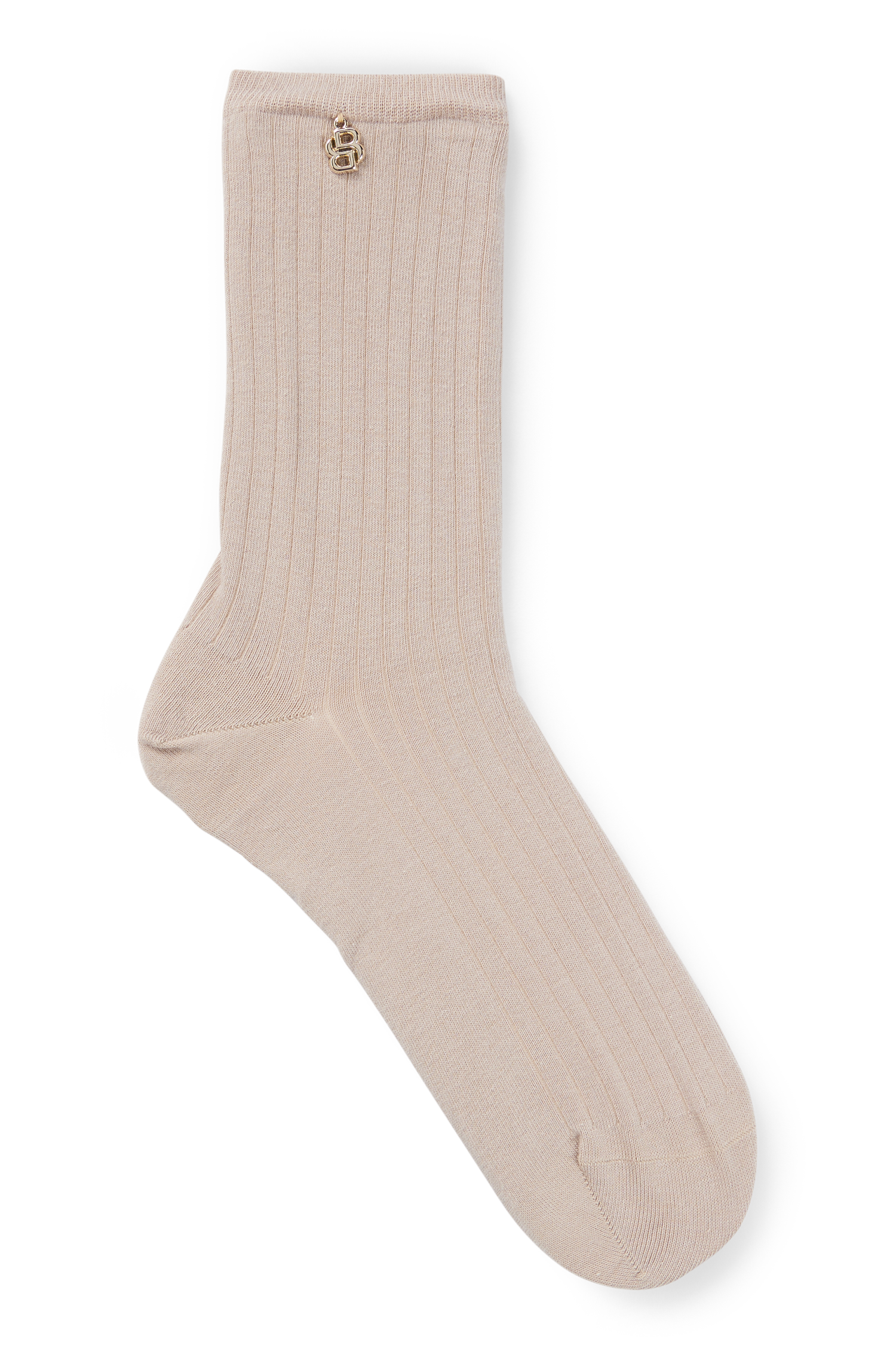 OPEN BEIGE // CASUAL SOCKS RS RIB METAL LOGO CC