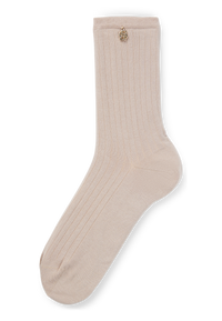 OPEN BEIGE // CASUAL SOCKS RS RIB METAL LOGO CC