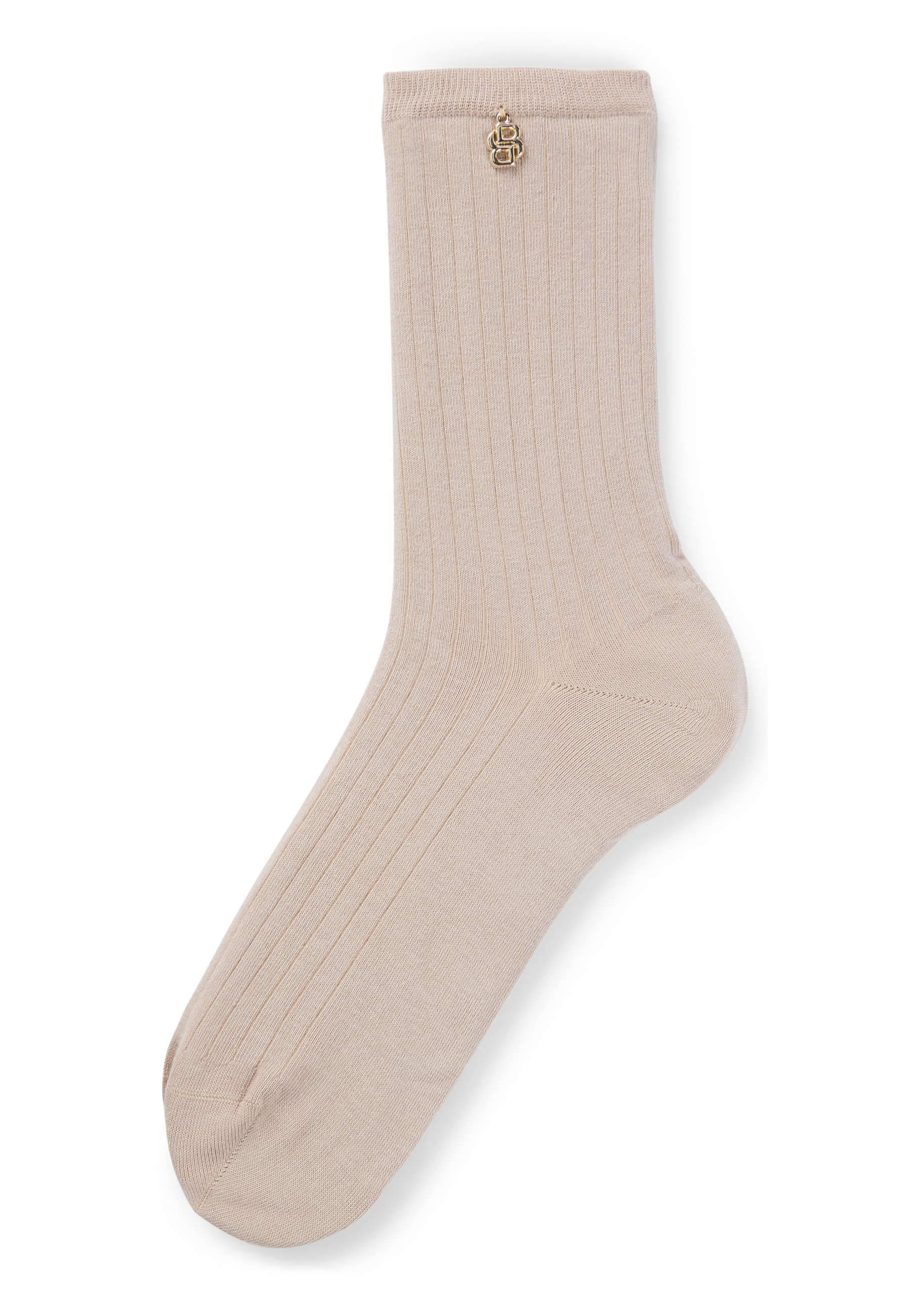 OPEN BEIGE // CASUAL SOCKS RS RIB METAL LOGO CC