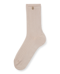 OPEN BEIGE // CASUAL SOCKS RS RIB METAL LOGO CC