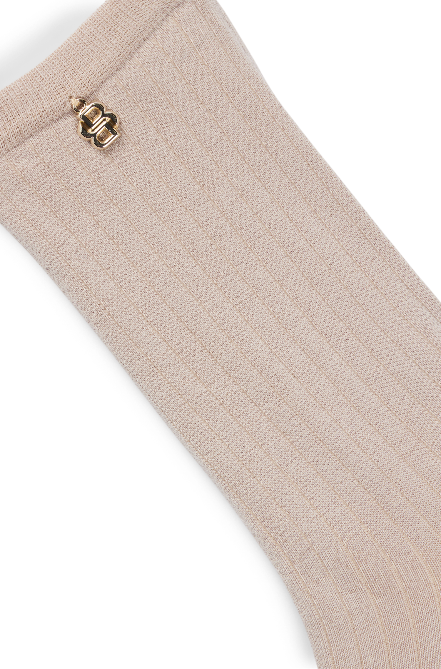 OPEN BEIGE // CASUAL SOCKS RS RIB METAL LOGO CC