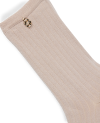 OPEN BEIGE // CASUAL SOCKS RS RIB METAL LOGO CC