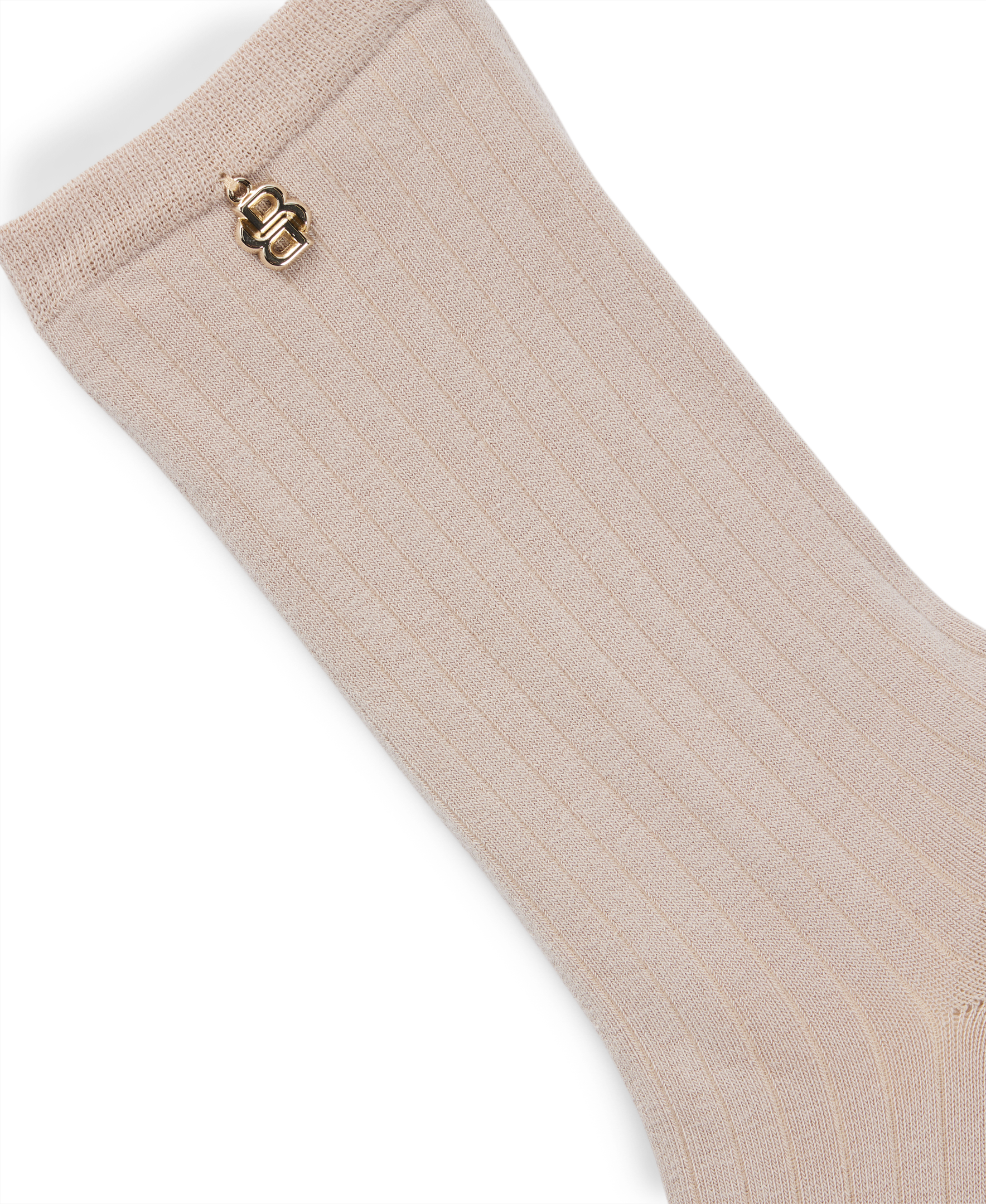 OPEN BEIGE // CASUAL SOCKS RS RIB METAL LOGO CC