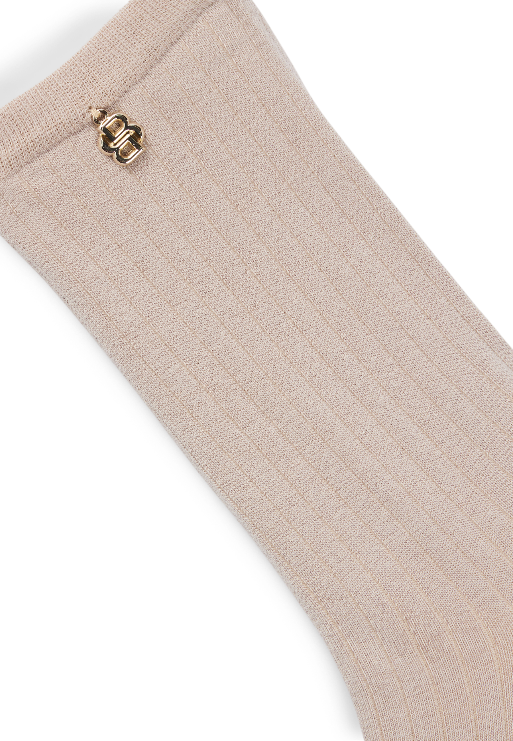 OPEN BEIGE // CASUAL SOCKS RS RIB METAL LOGO CC