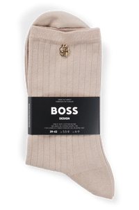 OPEN BEIGE // CASUAL SOCKS RS RIB METAL LOGO CC