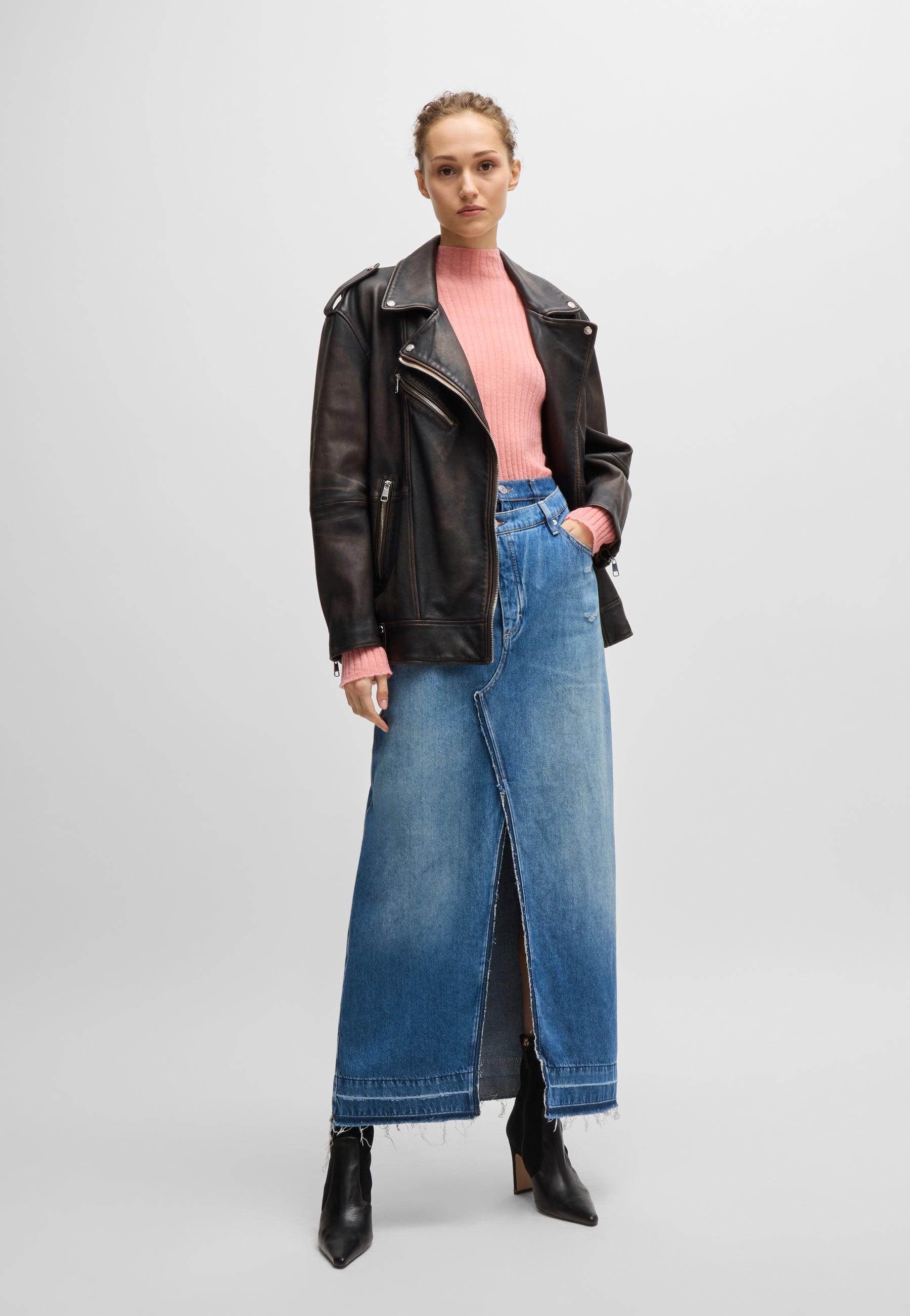MEDIUM BLUE // CASUAL SKIRTS C_LONG DENIM SKIRT