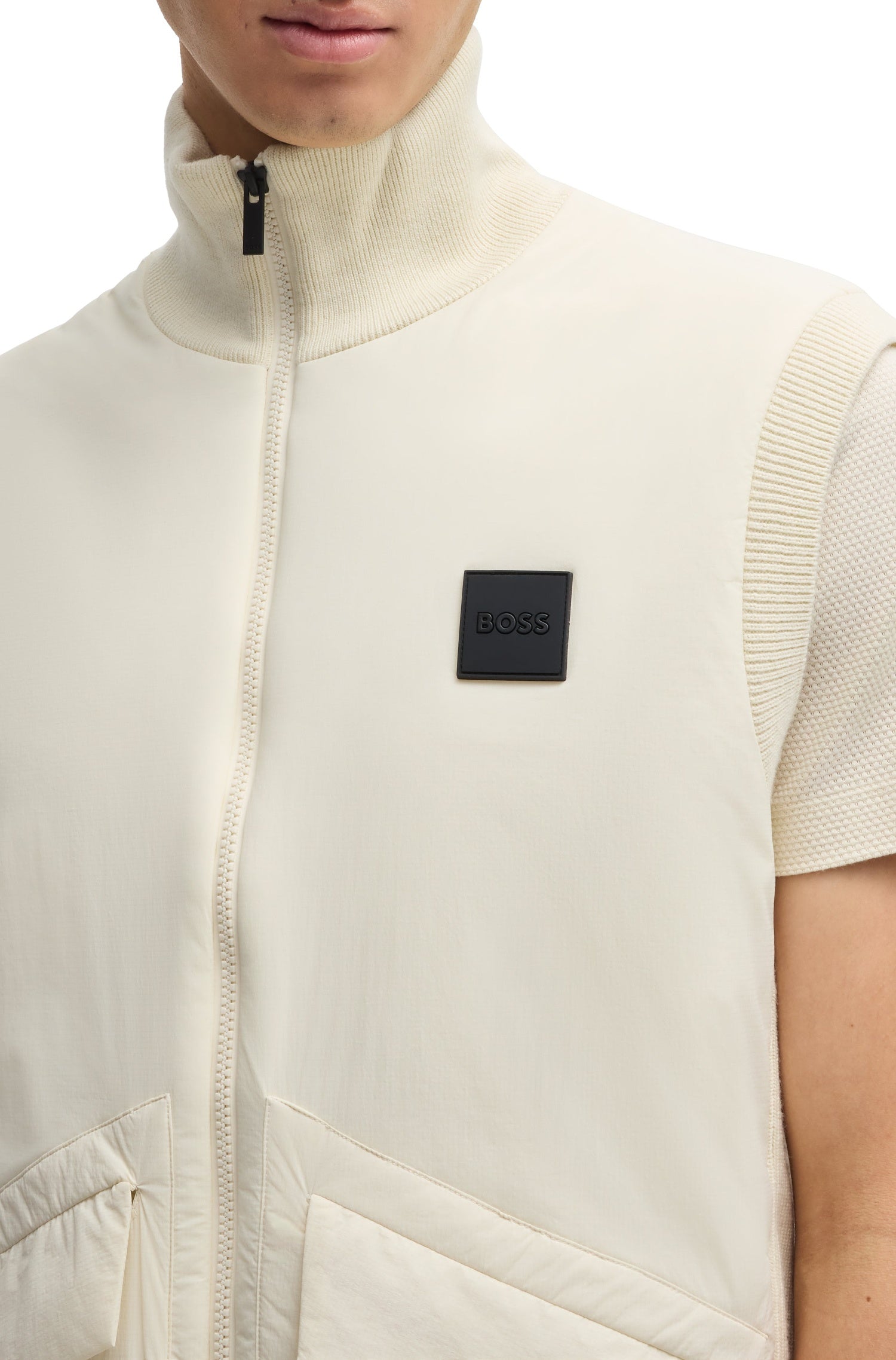 Veste Dragone sans manches en laine mélangée - Open White