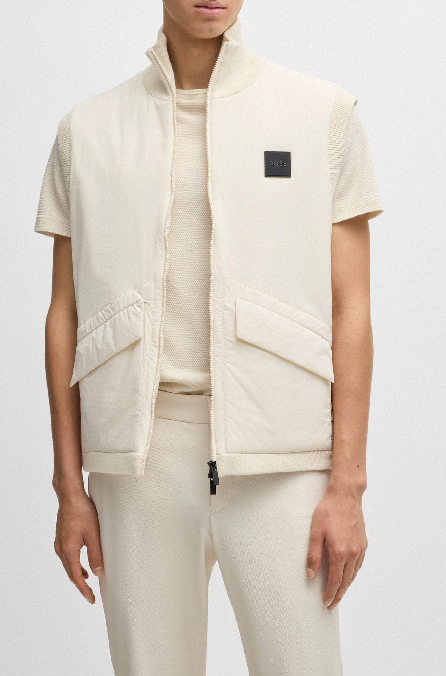 Veste Dragone sans manches en laine mélangée - Open White