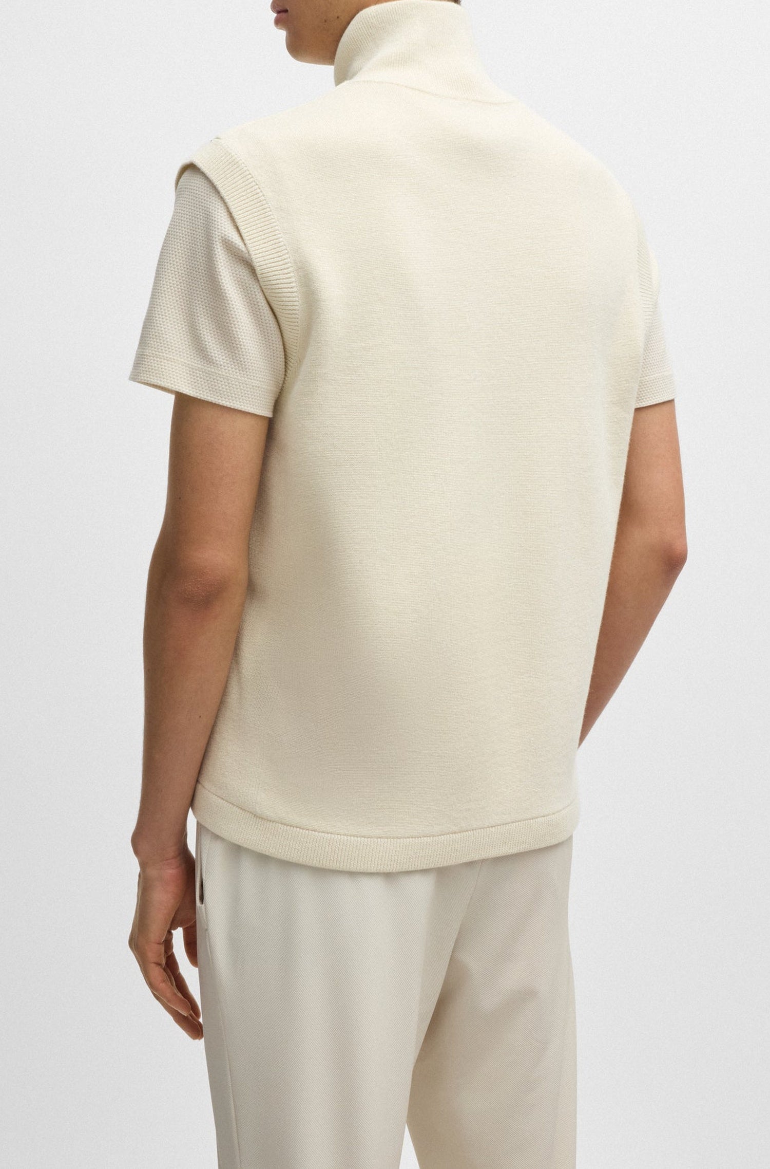 Veste Dragone sans manches en laine mélangée - Open White