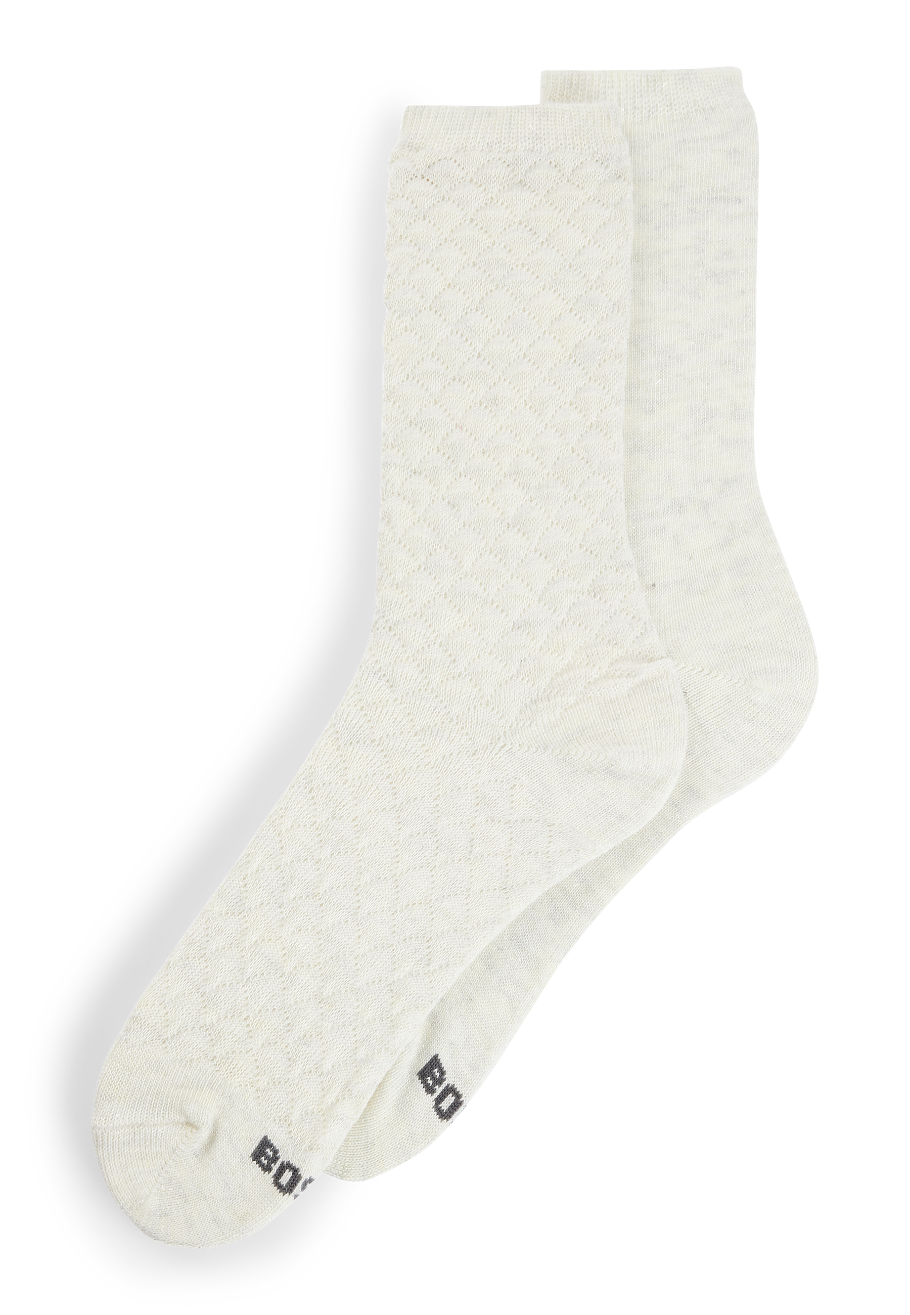 OPEN WHITE // CASUAL SOCKS 2P RS 3D STRUC CC W