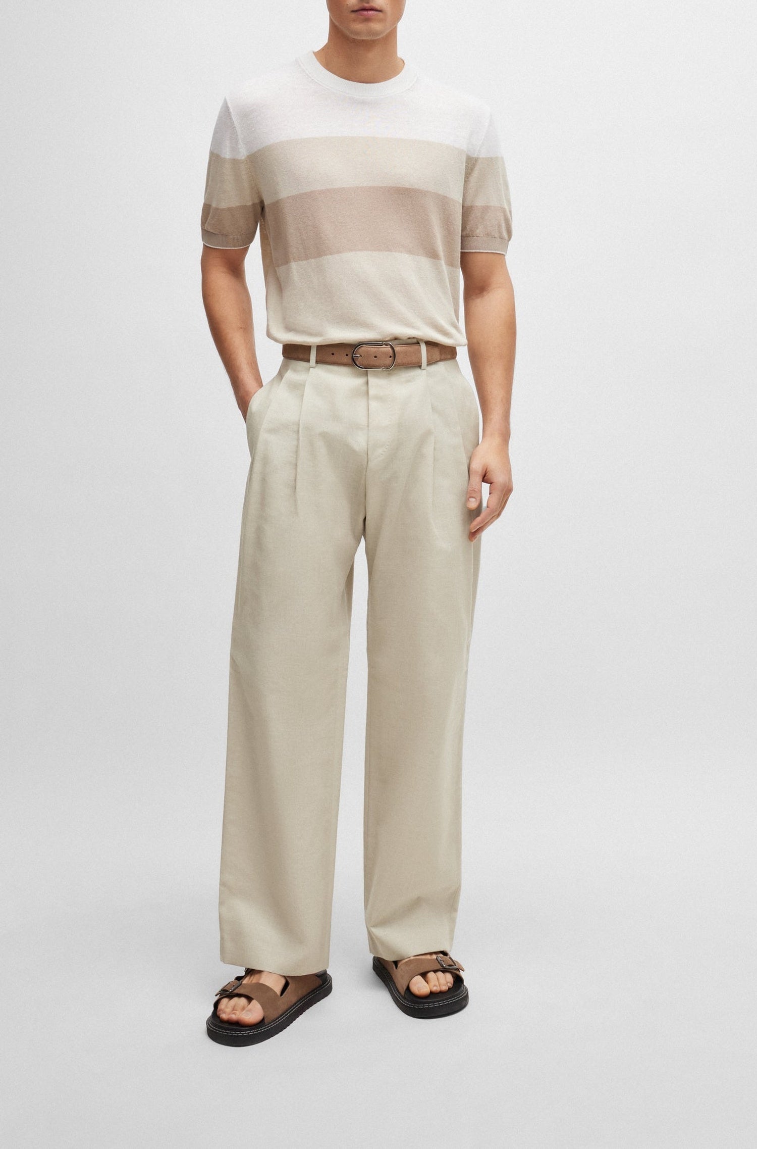 Pantalon de costume Boss en laine - Open Beige
