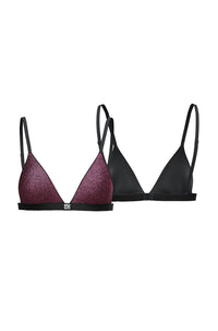 Lurex triangle bra - Dark Red