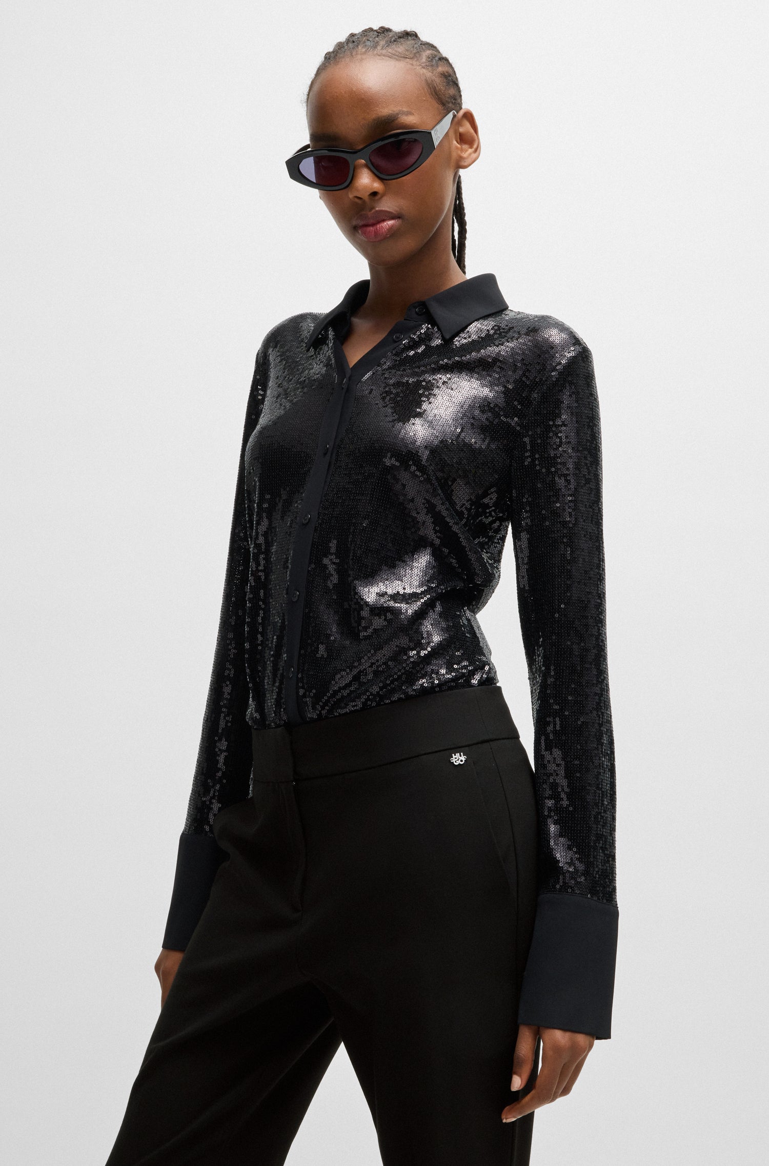 BLACK // CASUAL TROUSERS HATENIA-1