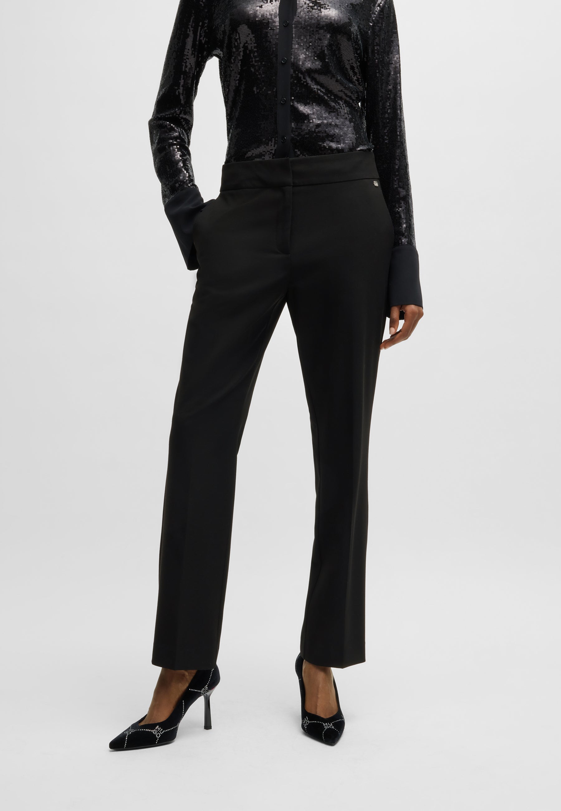BLACK // CASUAL TROUSERS HATENIA-1