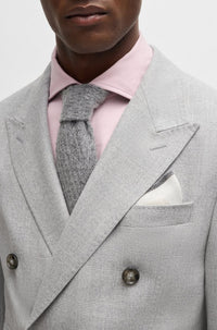 Cashmere & silk pocket square - Medium Grey