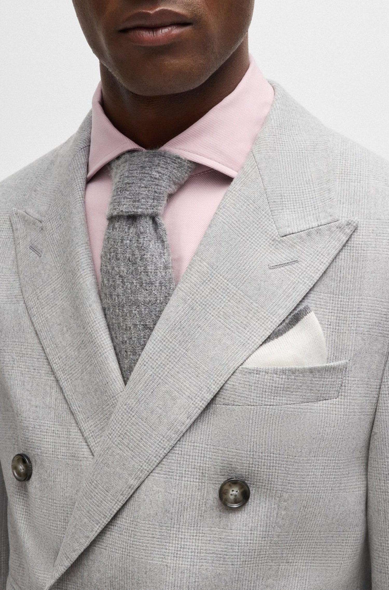 Cashmere & silk pocket square - Medium Grey