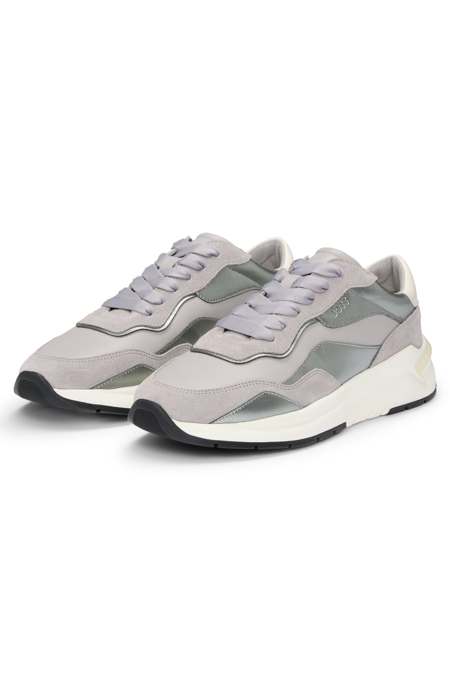 Skylar leather trainers - Medium Grey