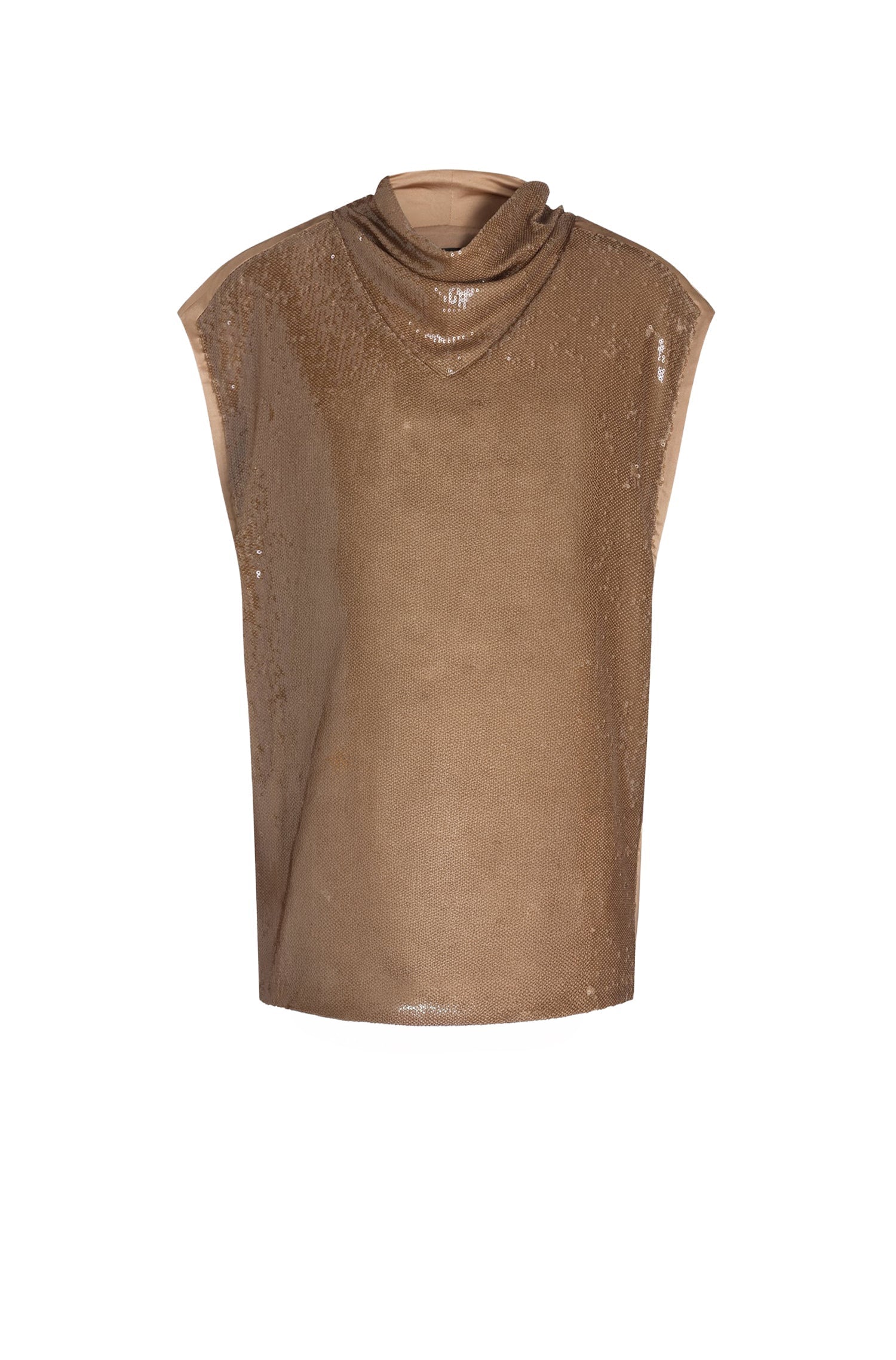 Top sans manches ornée de sequins - Medium Beige